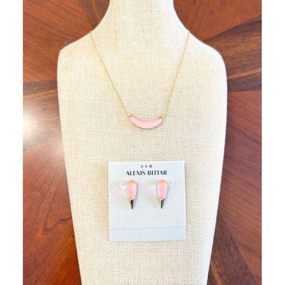 Alexis Bittar Lucite® Crescent Pendant Necklace / Earring Set in Candy Pink - Picture 1 of 10